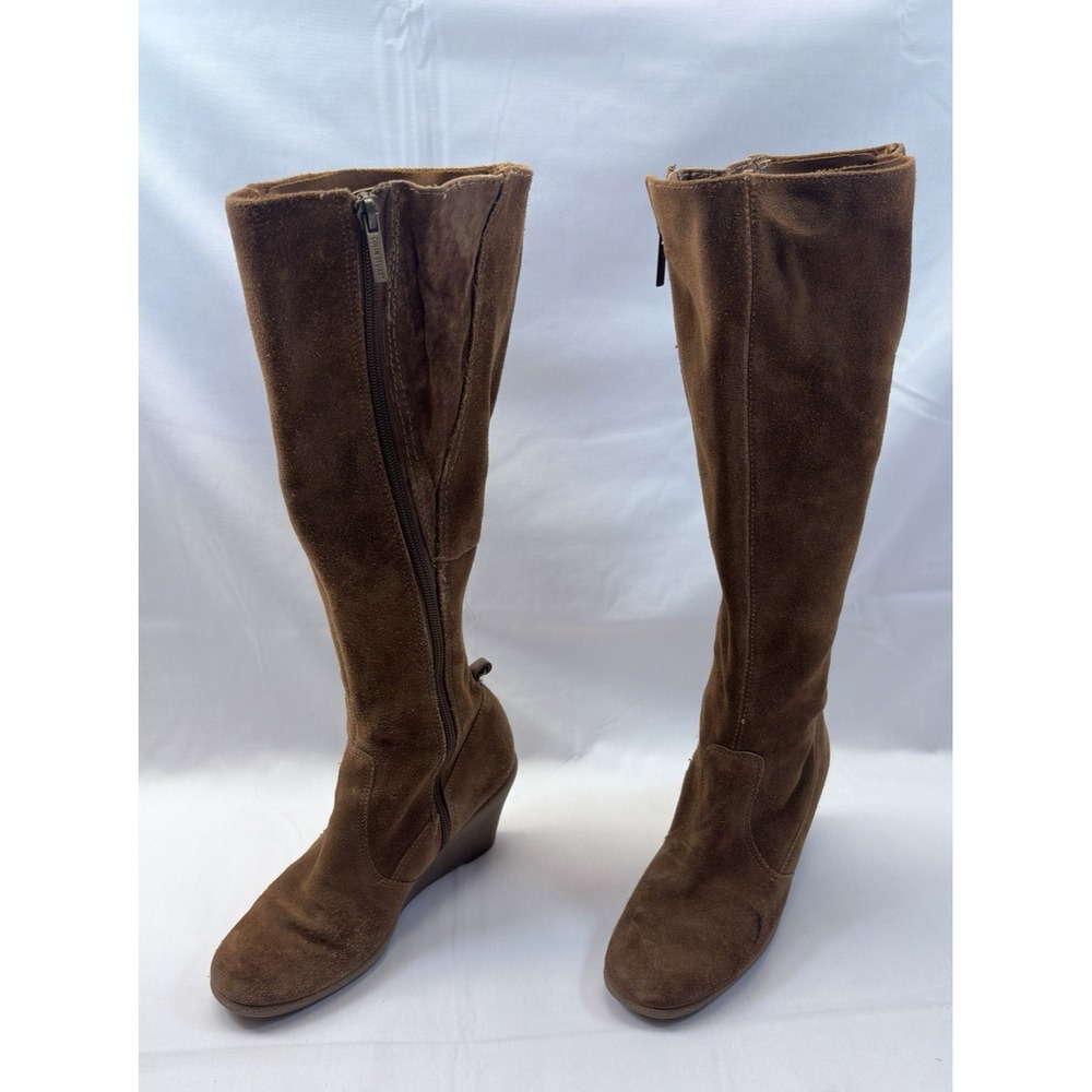 Colin Stuart Womens Brown Suede Knee High Wedge Round Toe Zip Boots 6 M SR-560